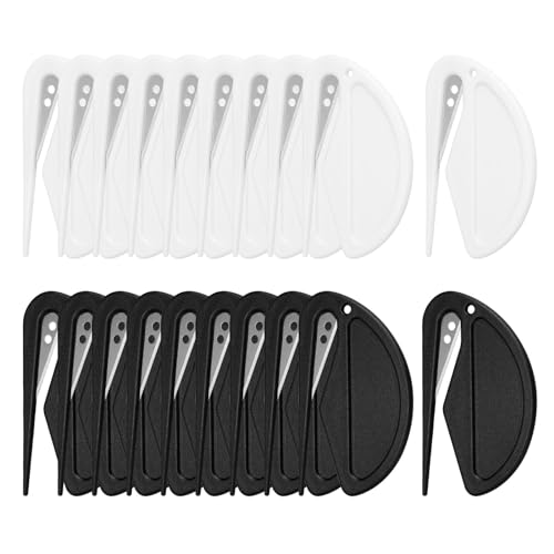 ZIJANG 20 Stück Brieföffner, Schwarz und Weiß Paketöffner, Plastik Paketöffner Mini mit Scharfkantigem zum Verpacken von Post, Auspacken, Papierschneiden von ZIJANG