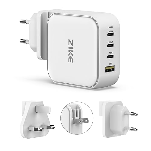 ZIKE 100W USB C Ladegerät, GaN Ⅲ USB C Netzteil 4 Ports Charger PD Schnellladegerät mit PPS kompatibel mit MacBook Pro, iPhone 15/15 Pro/14 Pro Max/13/12, iPad Pro,Samsung S22, S21, Steam Deck usw von ZIKE