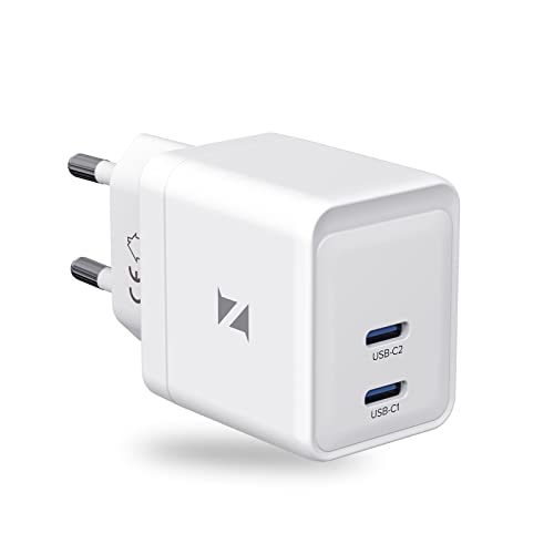 ZIKE 35W GaN Dual USB-C Ladegerät PD&QC 3.0 2-Port Ladestecker Adapter Charger, USB-C Stecker Netzteil Schnellladegerät für iPhone 15/14/13 Pro Max,iPad,Samsung Galaxy S23,Google Pixel 8 7 6 von ZIKE