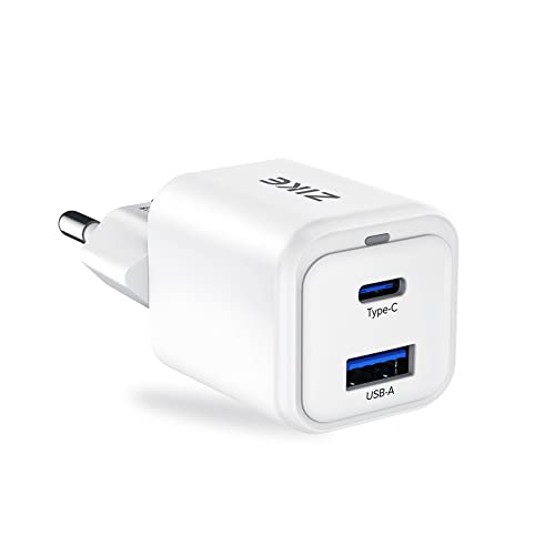 ZIKE 35W GaN USB C Ladegerät, PD&QC 3.0 2 Port Ladestecker Adapter Charger,USB-C und USB-A Stecker Netzteil Schnellladegerät für iPhone 15/14/13 Pro Max,iPad,Samsung Galaxy S23,Google Pixel 8 7 6 von ZIKE