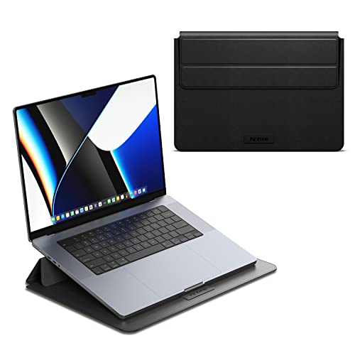 ZIKE Laptop Hülle 14 Zoll Tasche, Wasserdicht PU Schutzhülle Case mit Standfunktio für 13" und 14" MacBook Air/Pro, Features a Secure Magnetic Cover, Protects Against Scratches, Schwarz von ZIKE