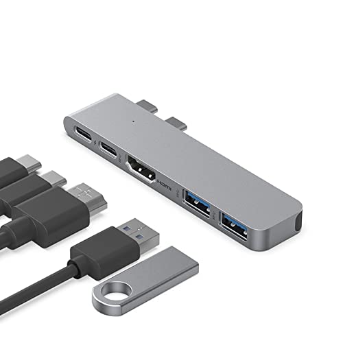 ZIKE USB C Hub für MacBook, USB C Adapter mit Thunderbolt 3, 5-in-2 USB C Docking Station mit 100W Power Delivery, 2 USB 3.0 Ports,4K HDMI, USB C Port, mit MacBook Pro 2016~2022,MacBook Air 2018~2021 von ZIKE