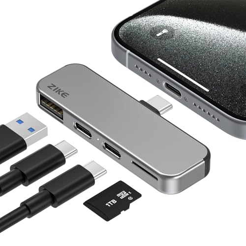 ZIKE USB-C iPhone-Hub, 4-in-1 Type-C Adapter zur Datenübertragung, Micro SD/TF-Kartenleser, USB3.2 Gen2 10Gbps*2, USB-A, und PD3.0-Ladeanschluss-Hub für iPhone 16/15 Pro/Pro Max/Android/iPad/MacBook ZIKE USB-C iPhone-Hub, 4-in-1 Type-C Adapter zur Datenübertragung, Micro SD/TF-Kartenleser, USB3.2 Gen2 10Gbps*2, USB-A, und PD3.0-Ladeanschluss-Hub für iPhone 16/15 Pro/Pro Max/Android/iPad/MacBook von ZIKE
