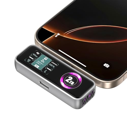 ZIKE Z791C Magnetic Portable SSD 2 TB, Externer SSD-eingebauter Lüfter, 4K 120fps ProRes-Videoaufnahme, USB3.2 Gen2 bis zu 990MB/s, Unterstützt PD3.0-Port 27W Laden Kompatibel mit iPhone 16/15 von ZIKE
