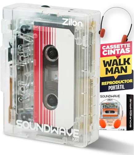 Walkman Tragbarer Kassettenspieler Retro Bänder Transparent Vintage Analog mit Bluetooth FM Radio 80er 90er Jahre Design für Kopfhörer Kopfhörer Ideal Nostalgie Sammler Walkman Tragbarer Kassettenspieler Retro Bänder Transparent Vintage Analog mit Bluetooth FM Radio 80er 90er Jahre Design für Kopfhörer Kopfhörer Ideal Nostalgie Sammler von ZILON