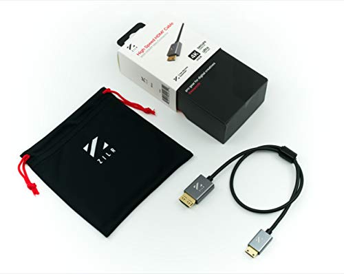 ZILR extrem dünnes, flexibles 45cm HDMI 2.0 4kp60 HDR Professionelles Videokabel Voll (Typ A) auf Mini (Typ C) von ZILR