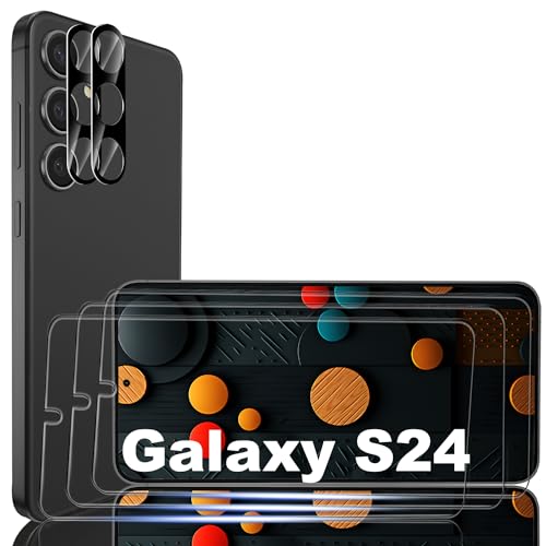 ZINFANDEL Galaxy S24 Panzer Schutz Glas, [3 Stück] HD Displayschutzfolie, Kamera Schutzfolie, Fingerabdrucksensor Kompatible, 9H Härte Panzerfolie Schutzfolie für Samsung Galaxy S24 von IYVYI