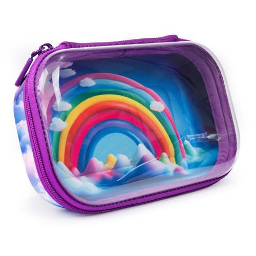 ZIPIT Federmäppchen mit transparentem Deckel für Mädchen | Großes Mäppchen für Schule und Büro | Etui mit Organizer | Regenbogen-Federmäppchen von ZIPIT