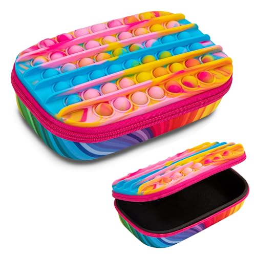 ZIPIT POP Federmäppchen für Mädchen/Zappelspielzeug/Sensorische Pop-Hülle aus Silikon/Großes Federmäppchen (Regenbogen) von ZIPIT