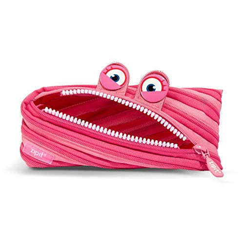 ZIPIT Wildlings Federmäppchen für Mädchen | Großes Mäppchen für die Schule | Monster Etui für Kinder | Federmappe Rosa von ZIPIT