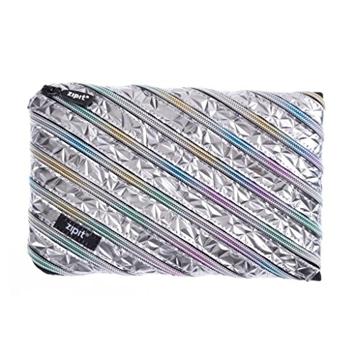 Zipit Mäppchen Großes Stifteetui Metalloptik/ Große Make-Up-Tasche, Silber von ZIPIT
