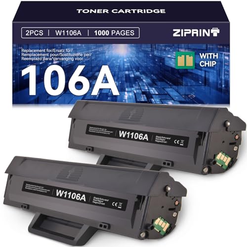 ZIPRINT 106A Toner compatibile HP 106A Toner für HP Laser 107w Toner, HP Laser MFP 135wg Toner 135w 137fnw 135a 107a 107r 135r Drucker(2 schwarz) von ZIPRINT