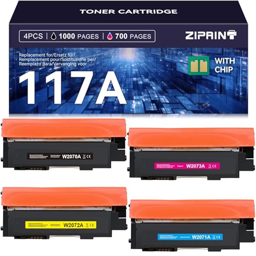 ZIPRINT 117A Toner Set Kompatibel für Toner HP Color Laser MFP 178nwg hp MFP 179fwg 179fnw 150nw 178nw 150a W2070A W2071A W2072A W2073A Toner Drucker(4-Pack) von ZIPRINT
