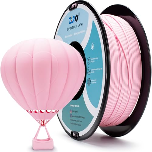 ZIRO Matte 3D Drucker Filament, Matte PLA Filament 1.75mm, Hohe Zähigkeit PLA für Die Meisten FDM Drucker, 1kg/2.2lbs Spule, Maßgenauigkeit +/- 0.03mm, Pastell Pink von ZIRO