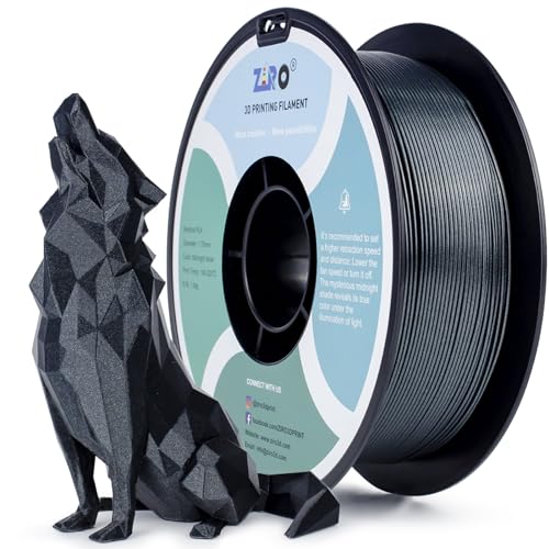 ZIRO 3D Drucker Filament Mystical Series 1.75mm PLA Filament, Glänzend Funkelndes PLA mit Feinerem Glitzer, 1kg/2.2lbs Spule, Passend für Die Meisten FDM FFF 3D Drucker, Mitternachtssilber von ZIRO