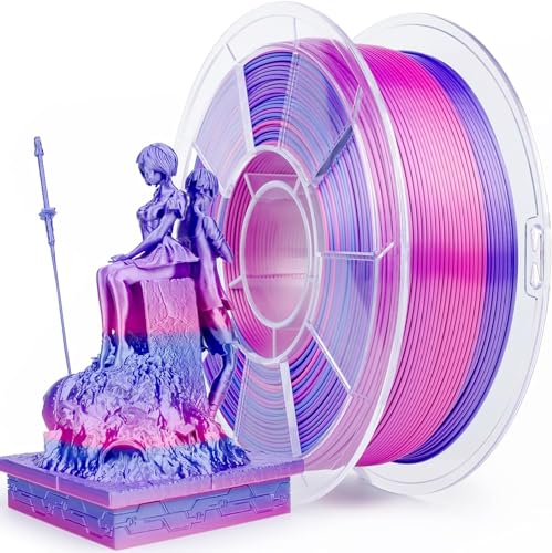 ZIRO Multicolor Filament 1.75mm PLA, Seide Schnelle Farbwechsel 3D Drucker Filament, Gradient Multicolor Silk Filament, 1kg/2.2lb Spule, Passen die meisten 3D Drucker, Persönlichkeit Serie- Romantisch von ZIRO
