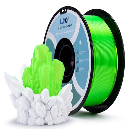 ZIRO PLA Filament 1.75mm, Transluzentes 3D Drucker Filament Kompatibel mit Den Meisten FDM 3D Druckern, 1KG(2.2lbs) Spule, Maßgenauigkeit +/- 0.03mm, Transluzentes Fluo Grün von ZIRO