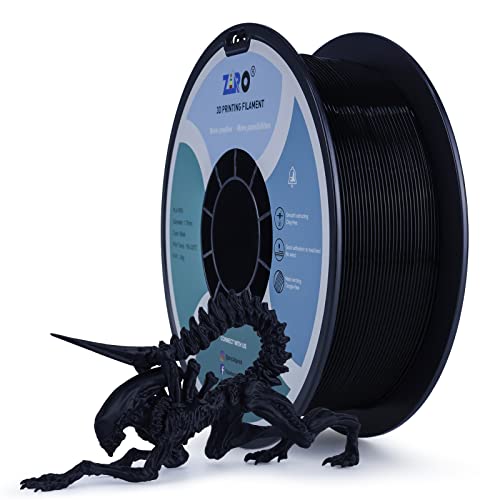 ZIRO PLA Filament 1.75mm, 3D Drucker Filament PLA Basic Color Series 1.75mm 1kg (2.2lbs), Maßgenauigkeit +/- 0.03mm, Schwarz von ZIRO