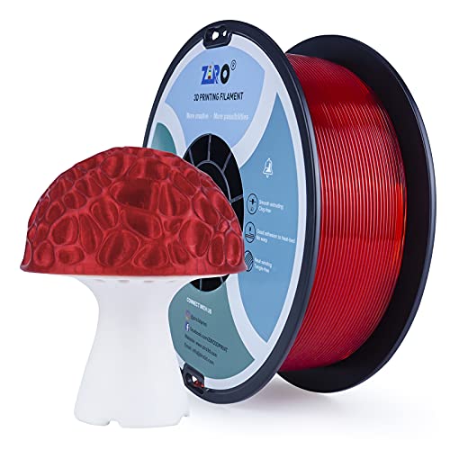 ZIRO PLA Filament 1.75mm, 3D Drucker Filament PLA Durchscheinende Serie 1.75mm 1KG(2.2lbs), Maßgenauigkeit +/- 0.03mm, T-Rot von ZIRO