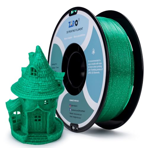 ZIRO PLA Filament 1.75mm, Glitter 3D Drucker Filament PLA, Twinkling PLA Serie 1kg/2.2lbs Spule, Passend für Die Meisten FDM 3D Drucker, Glitzerndes Grün von ZIRO