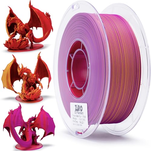 ZIRO Matt 3-in-1 Regenbogen PLA Filament 1.75mm, Matte Multicolor 3D Drucker Filament, Passen die Meisten FDM Drucker, 1KG/2.2lb Spule, Nachglühen von ZIRO