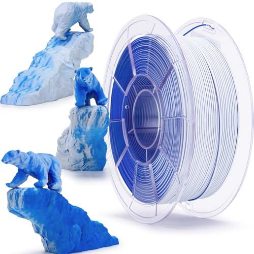 ZIRO Matt Mehrfarbig 3D Drucker Filament 1.75mm, Matte Dreifarbig 3-in-1 PLA, Maßgenauigkeit +/-0.03mm, Passend für Die Meisten FDM-Drucker, 1kg Spule, Schneeberg von ZIRO