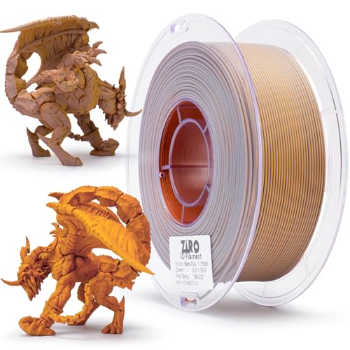 ZIRO PLA Filament 1.75mm, Matt Mehrfarbig 3D Drucker Filament, Farbwechsel mit Winkel, Dreifarbig 3-in-1 PLA, Maßgenauigkeit +/-0.03mm, Passend für Die Meisten FDM-Drucker, 1kg Spule, Wüste von ZIRO
