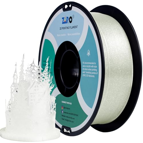 ZIRO PLA Filament 1.75mm 3D Drucker Filament PLA 1.75mm Twinkling Serie 1KG, Dimensional Accuracy +/- 0.03mm, Twinkling Transparent von ZIRO