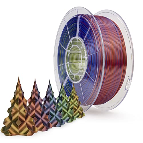 ZIRO PLA Filament Dreifach Farbe Coextrusion Silk 3D Drucker Filament 1.75mm für 3D-Drucker & 3D-Stift, Mehrfarbiges PLA Regenbogen Filament, 1kg(2.2lbs), Aurora Farbe von ZIRO