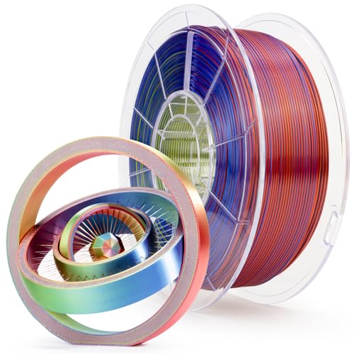 ZIRO Seide PLA Filament Dreifach Farbe, Multicolor Coextrusion Silk 3D Drucker Filament 1.75mm für 3D-Drucker & 3D-Stift, Mehrfarbiges PLA Regenbogen Filament, 1kg(2.2lbs), Aurora Farbe von ZIRO