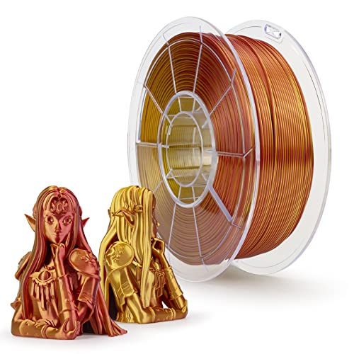 ZIRO PLA Filament Zweifach Farbe Coextrusion Silk 3D Drucker Filament 1.75mm für 3D-Drucker & 3D-Stift, Mehrfarbiges PLA Regenbogen Filament, 1kg(2.2lbs), Rot & Gold Farbe von ZIRO