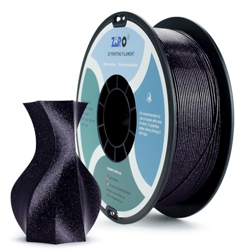 ZIRO PLA Glitter Filament 1.75mm 3D Drucker Filament PLA 1.75mm Diamant Serie 1KG, Dimensional Accuracy +/- 0.03mm, Diamant Schwarz von ZIRO