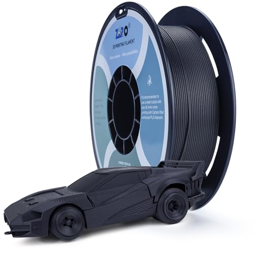 ZIRO PLA Kohlefaser 1.75mm 3D Drucker Filament, Carbon Fiber PLA 1.75mm 0.8kg Spule - Schwarz von ZIRO