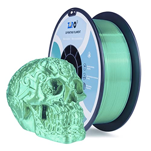 ZIRO Seide PLA 1.75mm Filament, 3D Drucker Filament der Seide PLA Serie 1.75mm 1kg, Durchmessertoleranz bei +/-0.03mm, Grün von ZIRO