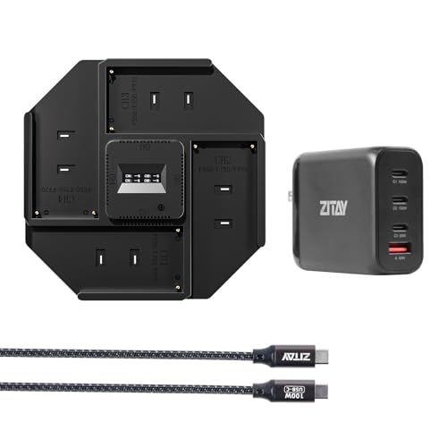 ZITAY NP-F Ladegerät 4-Kanal PD 9V-20V 100W Schnellladegerät für Sony NP-F970 NP-F770 NP-F750 NP-F550 FM50 FM500H Akku (mit USB-C 100W PD Ladegerät) von ZITAY