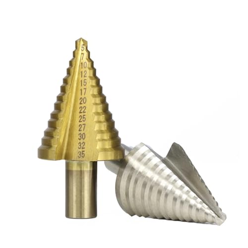 Spiralgenuteter Stufenbohrer, 2PCSMetal Drill 5 35mm Stufenkegelbohrer TiN beschichtet gerade Spiralgenuteter Stufenbohrer, 2PCSMetal Drill 5 35mm Stufenkegelbohrer TiN beschichtet gerade von ZIUBMVDYC