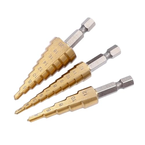 Spiralgenuteter Stufenbohrer, 3 Stück 3 12 mm 4 12 mm 4 20 mm HSS gerade Stufenbohrer-Set Spiralgenuteter Stufenbohrer, 3 Stück 3 12 mm 4 12 mm 4 20 mm HSS gerade Stufenbohrer-Set von ZIUBMVDYC