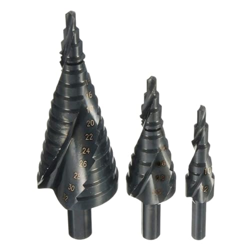 Spiralgenuteter Stufenbohrer, 3 Stück HSS Kobalt Stufenbohrer Bit 4 32 mm Schnellarbeitsstahl Spiralgenuteter Stufenbohrer, 3 Stück HSS Kobalt Stufenbohrer Bit 4 32 mm Schnellarbeitsstahl von ZIUBMVDYC