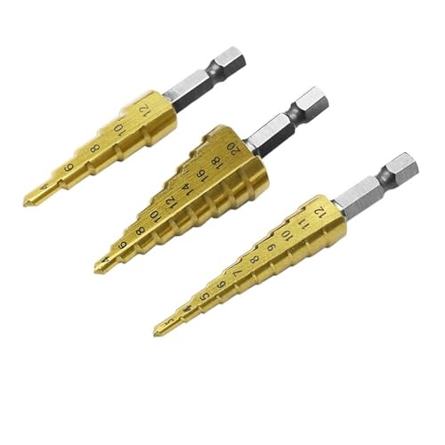 Spiralgenuteter Stufenbohrer, 3 Stück HSS-Stufenbohrer, gerade, beschichtetes Holz, Metallloch Spiralgenuteter Stufenbohrer, 3 Stück HSS-Stufenbohrer, gerade, beschichtetes Holz, Metallloch von ZIUBMVDYC