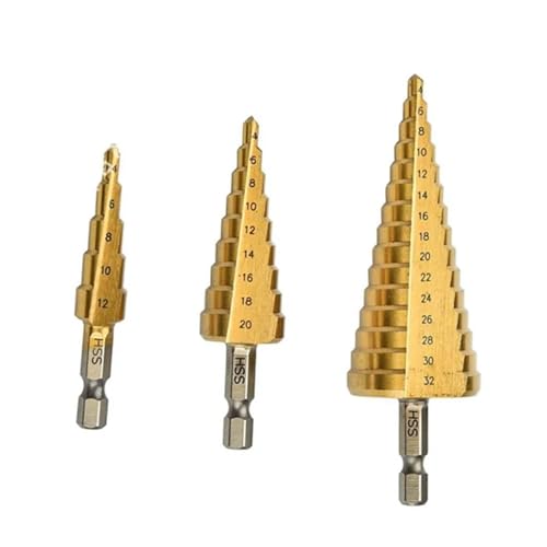 Spiralgenuteter Stufenbohrer, 3-teiliges Stufenbohrer-Set 3 12 mm 4 12 mm 4 20 mm 4 32 mm HSS Spiralgenuteter Stufenbohrer, 3-teiliges Stufenbohrer-Set 3 12 mm 4 12 mm 4 20 mm 4 32 mm HSS von ZIUBMVDYC