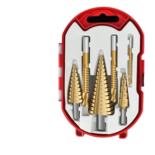 Spiralgenuteter Stufenbohrer, 6-teiliges Plattierungsbohrer-Set, Metall-Lochschneider, Holzkegelkern Spiralgenuteter Stufenbohrer, 6-teiliges Plattierungsbohrer-Set, Metall-Lochschneider, Holzkegelkern von ZIUBMVDYC
