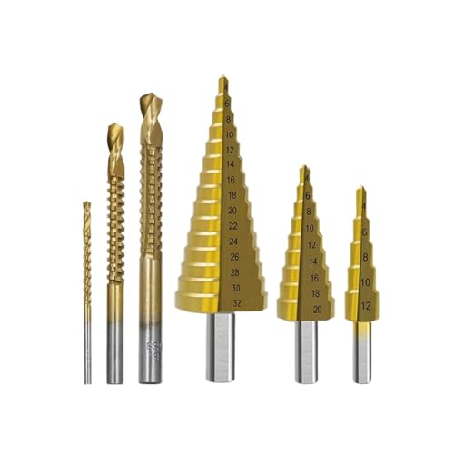 Spiralgenuteter Stufenbohrer, 6-teiliges Stufenbohrer-Set, Sägebohrer-Set, Fräser Spiralgenuteter Stufenbohrer, 6-teiliges Stufenbohrer-Set, Sägebohrer-Set, Fräser von ZIUBMVDYC