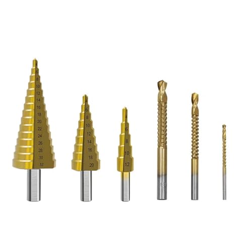 Spiralgenuteter Stufenbohrer, 6-teiliges Stufenbohrer-Set, Sägebohrer-Set, Fräser Spiralgenuteter Stufenbohrer, 6-teiliges Stufenbohrer-Set, Sägebohrer-Set, Fräser von ZIUBMVDYC