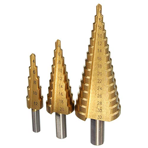 Spiralgenuteter Stufenbohrer, HSS-Dreieckschaft-Pagoden-Stufenbohrer von 4 12/4 20/4 32(12MM) von ZIUBMVDYC