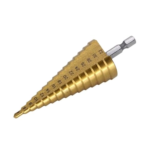 Spiralgenuteter Stufenbohrer, Stufenbohrer 4 32 mm Sechskant-Kegel-Lochschneider, multifunktional, 1 Stück Spiralgenuteter Stufenbohrer, Stufenbohrer 4 32 mm Sechskant-Kegel-Lochschneider, multifunktional, 1 Stück von ZIUBMVDYC