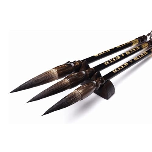ZIUBMVDYC Chinesischer Pinsel, 3-teiliges chinesisches Kalligraphie-Pinsel-Set, chinesische Kalligraphie-Malpinsel-Set, Kalligraphie-Aquarell-Sumi-Zeichnungspinsel, Tintenpinsel ZIUBMVDYC Chinesischer Pinsel, 3-teiliges chinesisches Kalligraphie-Pinsel-Set, chinesische Kalligraphie-Malpinsel-Set, Kalligraphie-Aquarell-Sumi-Zeichnungspinsel, Tintenpinsel von ZIUBMVDYC