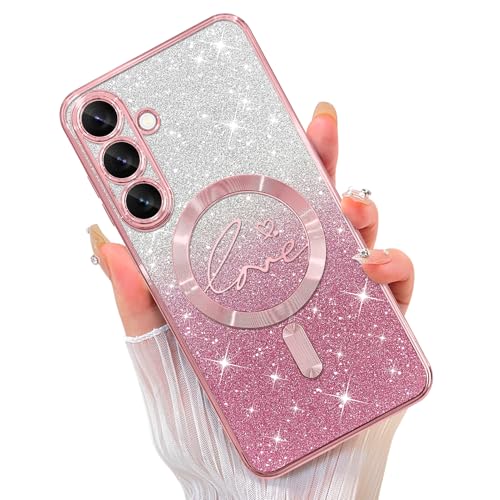 ZIYE Magnetische Hülle, entworfen für Samsung Galaxy S25, Glitzer-Hülle, luxuriöse Beschichtung, Liebesherz, kompatibel mit MagSafe, transparente Hülle mit Kameraschutz, stoßfeste Abdeckung für Frauen ZIYE Magnetische Hülle, entworfen für Samsung Galaxy S25, Glitzer-Hülle, luxuriöse Beschichtung, Liebesherz, kompatibel mit MagSafe, transparente Hülle mit Kameraschutz, stoßfeste Abdeckung für Frauen von ZIYE