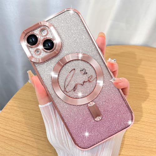ZIYE Magnetische Hülle, entworfen für iPhone 14 Plus, Glitzer-Hülle, luxuriöse Beschichtung, Liebesherz, kompatibel mit MagSafe, transparente Hülle mit Kameraschutz, stoßfeste Abdeckung für Frauen und ZIYE Magnetische Hülle, entworfen für iPhone 14 Plus, Glitzer-Hülle, luxuriöse Beschichtung, Liebesherz, kompatibel mit MagSafe, transparente Hülle mit Kameraschutz, stoßfeste Abdeckung für Frauen und von ZIYE