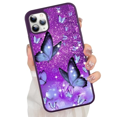 ZIYE Schmetterlings-Schutzhülle für iPhone 11 Pro Max, süßes violettes Schmetterlingsmuster-Design für Mädchen und Frauen, Fallschutz, kratzfest, stoßfest, schützende schlanke Handyhülle für iPhone 11 von ZIYE