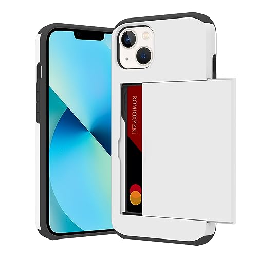 ZIYE Schutzhülle für iPhone 13 Mini mit Kartenhalter, Brieftaschen-Hülle, doppellagig, stoßfest, Weiß von ZIYE